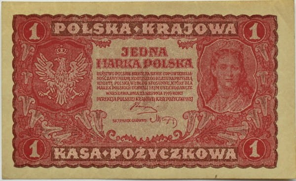 Banknot 1 marka 1919 stan 1