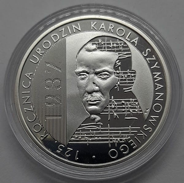 Moneta 10 zł 125. rocz. urodzin Karola Szymanowskiego 2007 r.