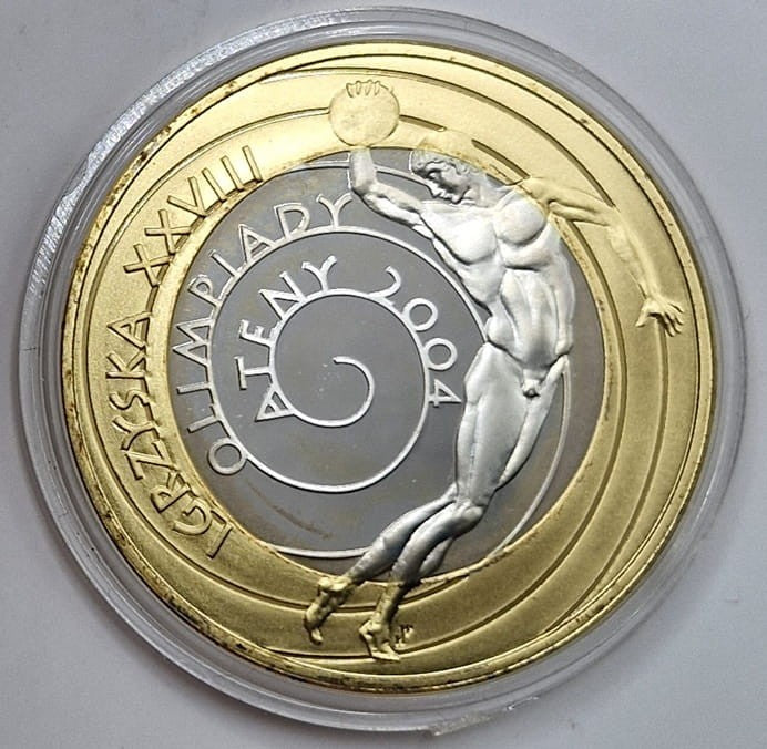 Moneta 10 zł Igrzyska Ateny Ag-Au 2004