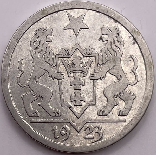 Moneta 2 guldeny 1923 r. Wolne Miasto Gdańsk