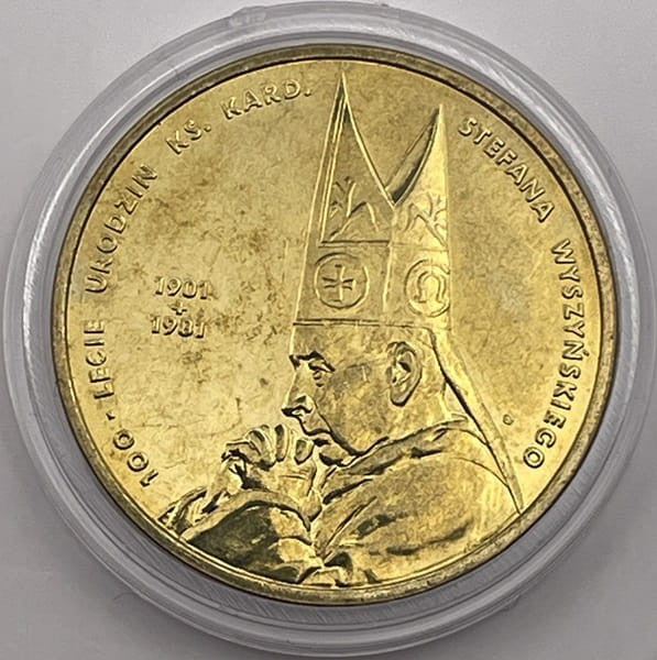Moneta 2 zł kardynał Stefan Wyszyński 2001
