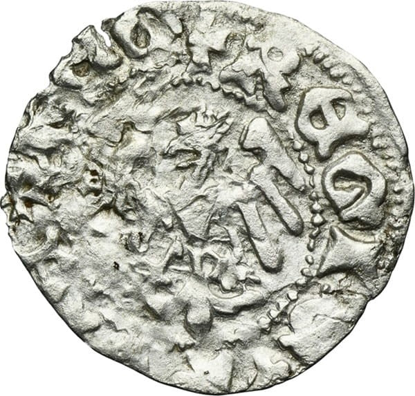 Moneta półgrosz koronny Władysław II Jagiełło Kraków ok 1412-1414