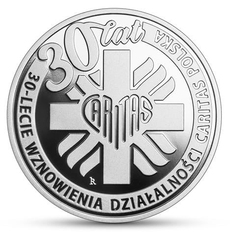 Moneta 10 zł  30-lecie wznowienia działalności Caritas Polska 2021