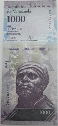 Wenezuela banknot 1000 Bolivares 2017