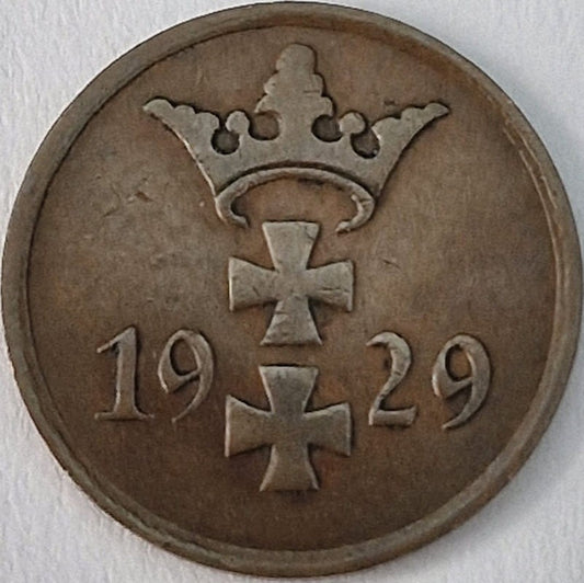 Moneta 1 fenig Wolne Miasto Gdańsk 1929