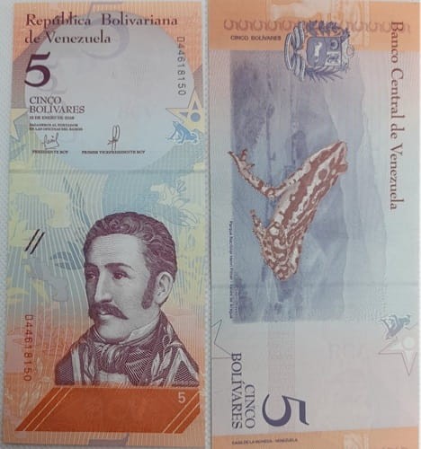 Wenezuela banknot 5 Bolivares 2018 r.  UNC