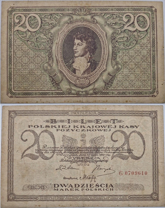 Banknot 20 marek polskich V 1919