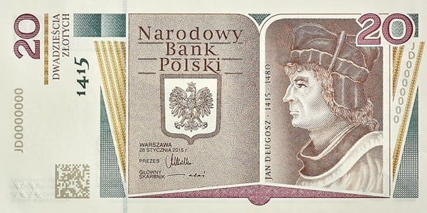 Banknot 20 zł 600. rocznica Urodzin Jana Długosza 2015