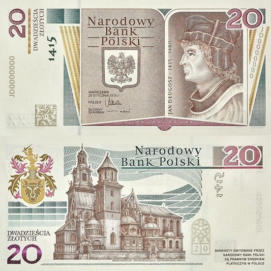 Banknot 20 zł 600. rocznica Urodzin Jana Długosza 2015