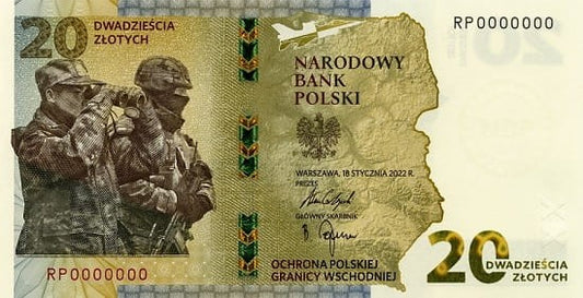 Banknot 20 zł Ochrona polskiej granicy wschodniej 2022