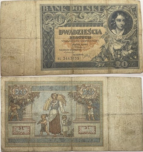Banknot 20 złotych 1931 r. stan 4