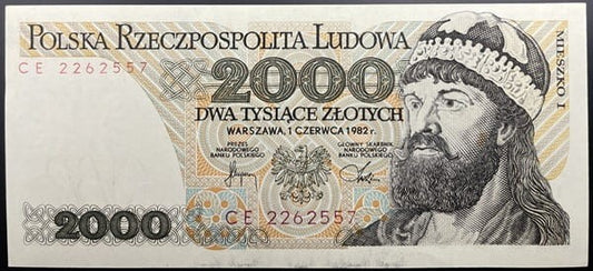 Banknot 2000 zł 1982 Mieszko I stan 1