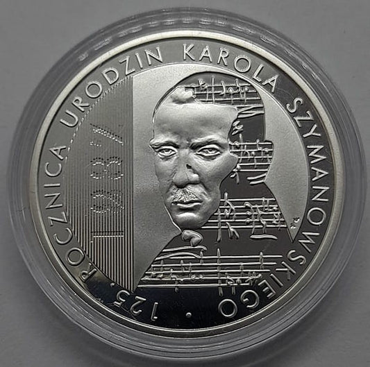 Moneta 10 zł 125. rocz. urodzin Karola Szymanowskiego 2007 r.