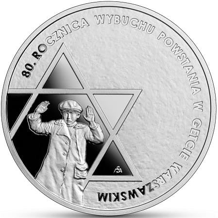 Moneta 10 zł 80. rocz. powstania w getcie warszawskim 2023 r.