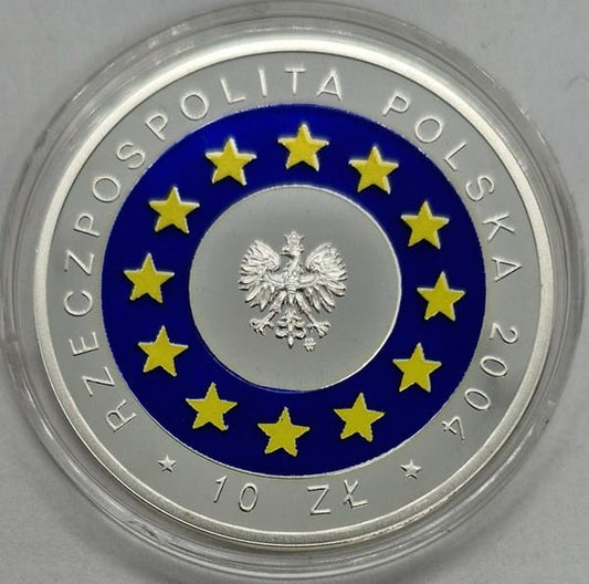 Moneta 10 zł Wstąpienie Polski do Unii Europejskiej 2004