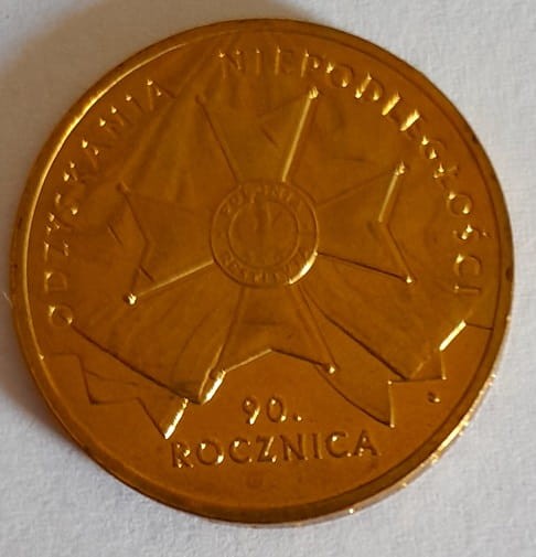 Moneta 2 zł 90 rocznica odzyskania Niepodległości 2008