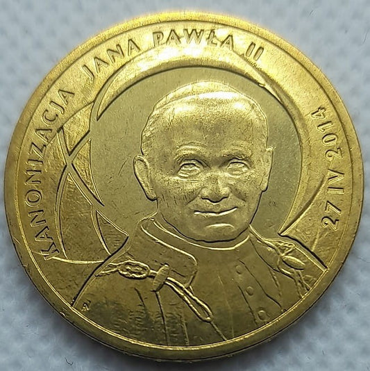 Moneta 2 zł Kanonizacja Jana Pawła II 2014