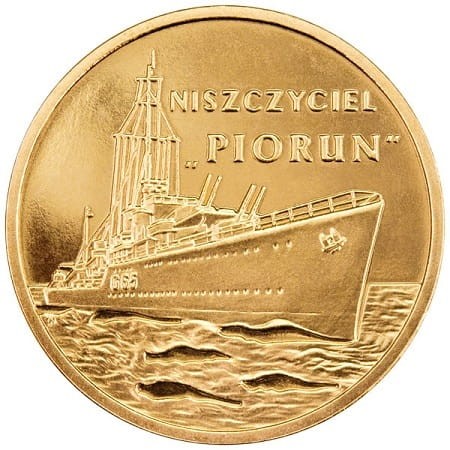 Moneta 2 zł niszczyciel Piorun 2012