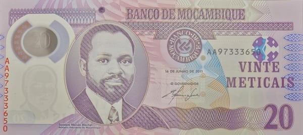 Mozambik banknot 20 meticais 2011